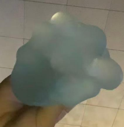 Customer photo of a blue squishy
