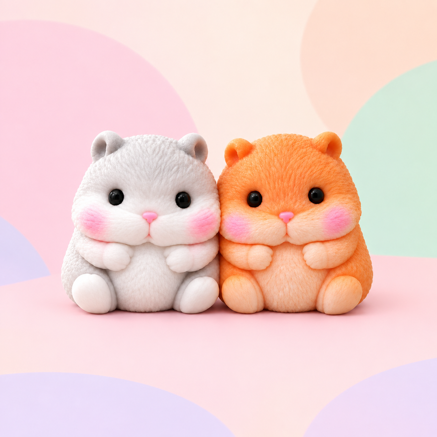 Hamster Squishy Toy – Cute Sitting Animal Fidget for Stress Relief, Soft Squeeze Sensory Toy for Adults & Kids, 2 Colors