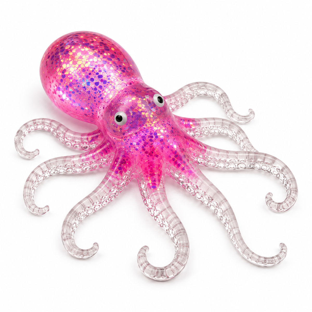 Octopus Squishy Toy – Glitter Sea Creature Fidget for Stress Relief, Holographic Squeeze Sensory Toy for Adults & Kids, 4 Colors