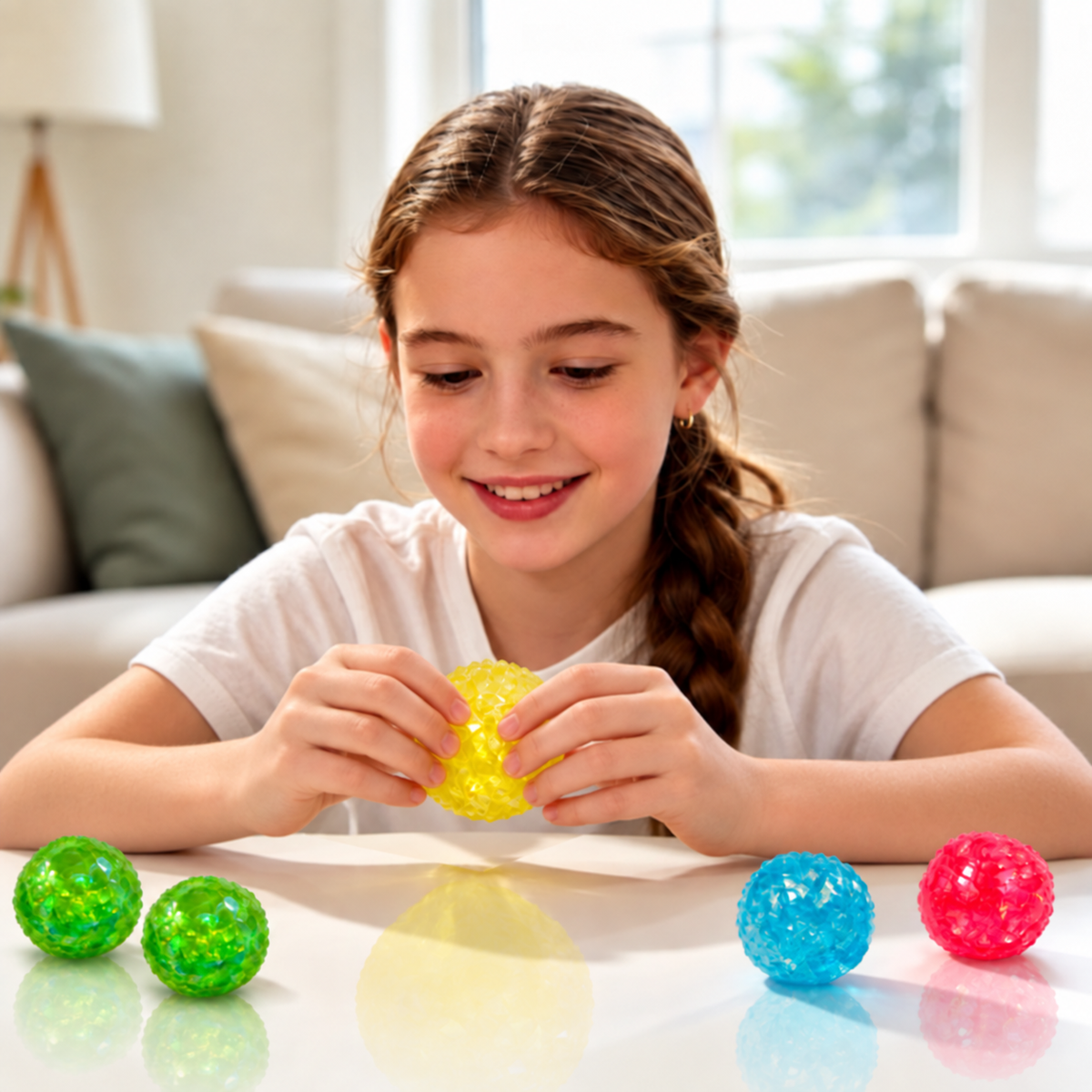 Crystal Ball Squishy – Faceted Gem Fidget for Stress Relief, Glitter Squeeze Sensory Toy for Adults & Kids