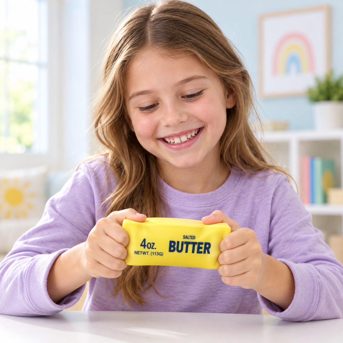 Butter Stick Squishy – Pastel Butter Block Fidget for Stress Relief, Soft Squeeze Toy for Adults & Kids, 3 Colors