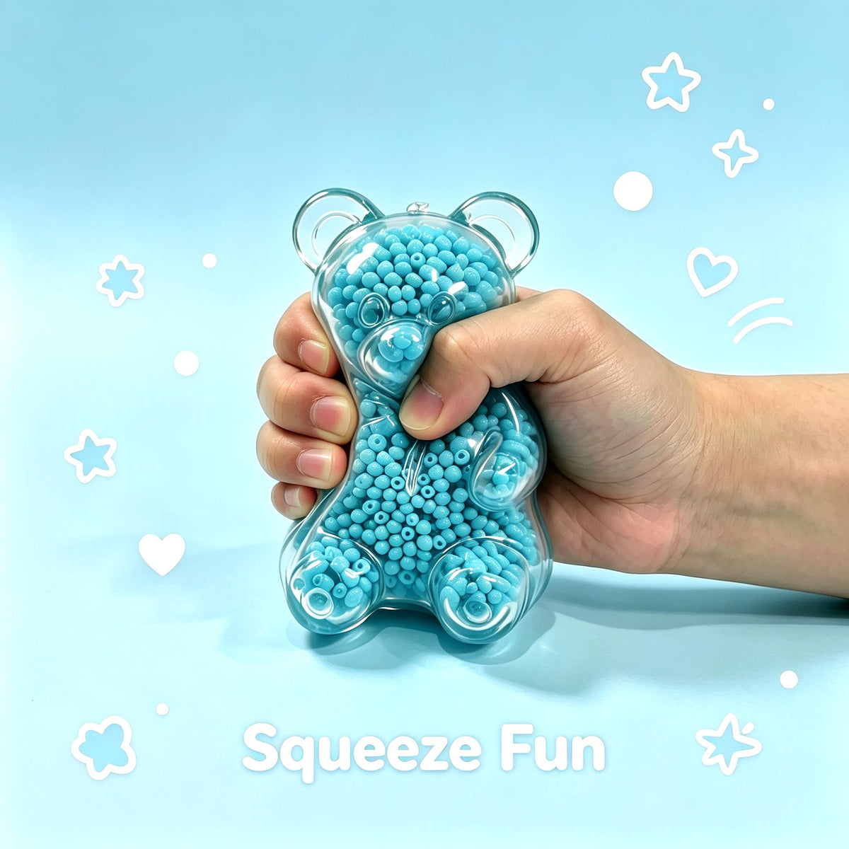 Gummy Bear Squishy – Bead Filled Teddy Bear Fidget for Stress Relief, Sensory Squeeze Toy for Adults & Kids, 5 Colors