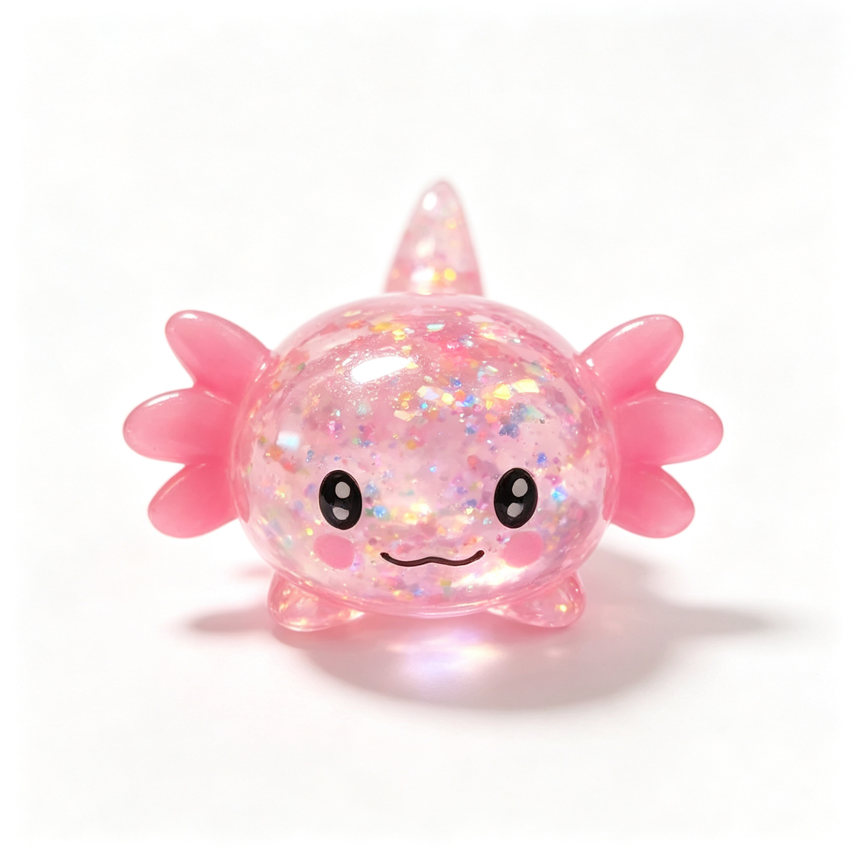 Axolotl Squishy Toy – Glitter Translucent Fidget for Stress Relief, Cute Salamander Squeeze Sensory Toy , Teens & Kids, 6 Colors