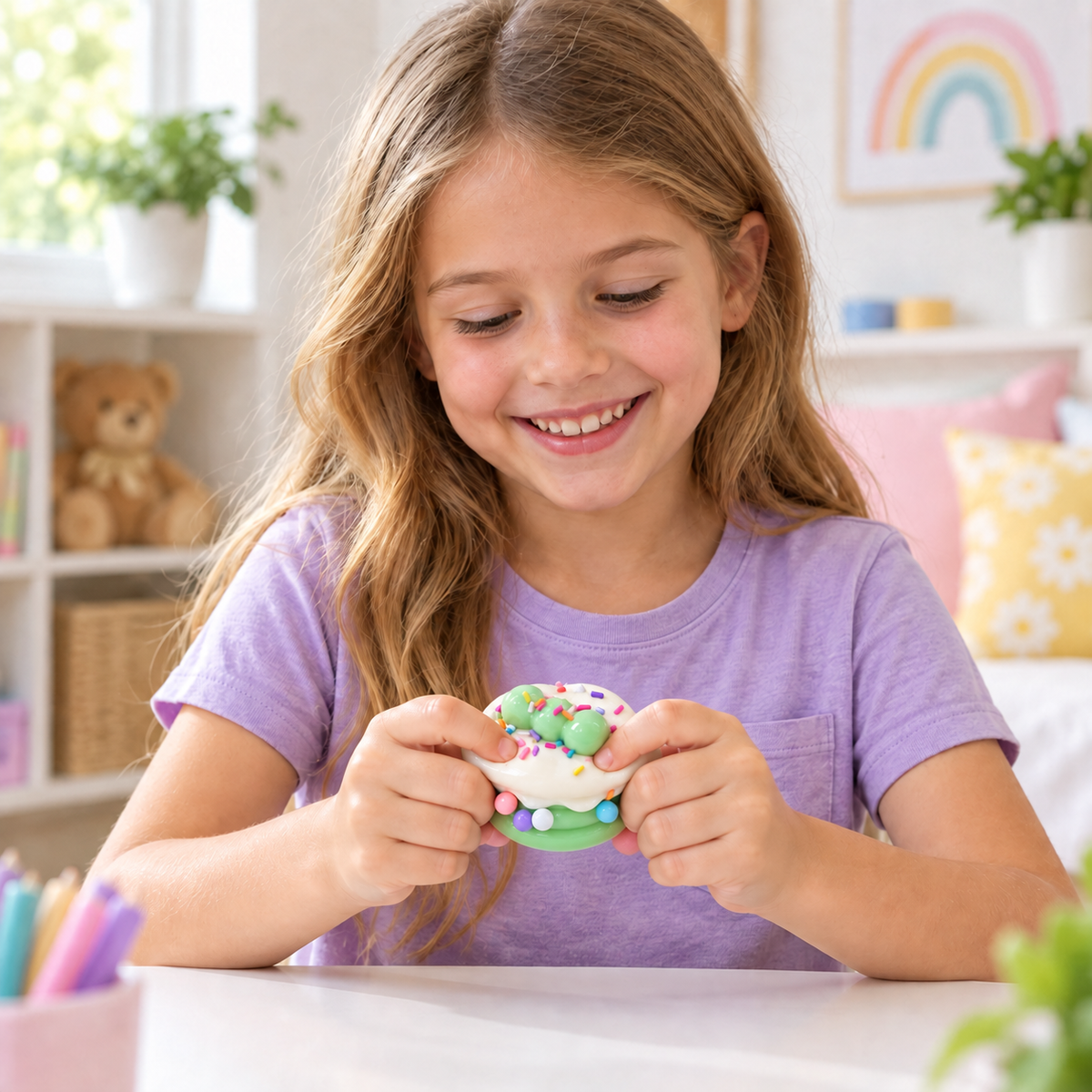 Mini Cake Squishy – Cream Dessert Fidget for Stress Relief, Soft Squeeze Food Toy for Adults & Kids, 5 Colors
