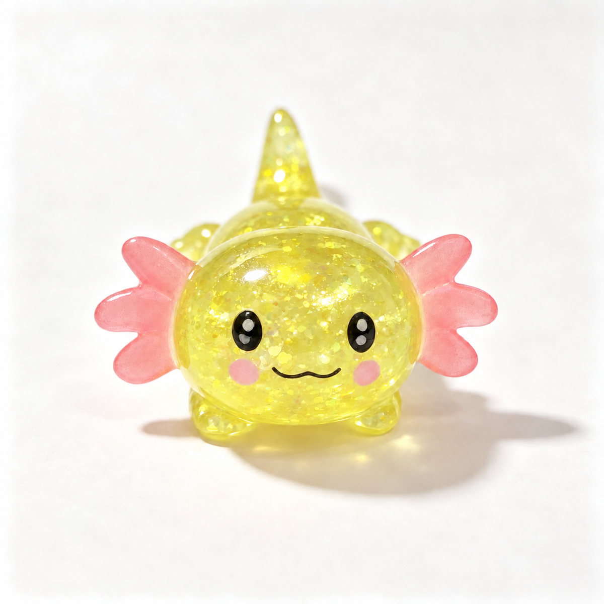 Axolotl Squishy Toy – Glitter Translucent Fidget for Stress Relief, Cute Salamander Squeeze Sensory Toy , Teens & Kids, 6 Colors