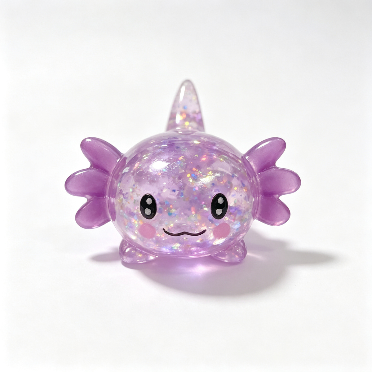 Axolotl Squishy Toy – Glitter Translucent Fidget for Stress Relief, Cute Salamander Squeeze Sensory Toy , Teens & Kids, 6 Colors