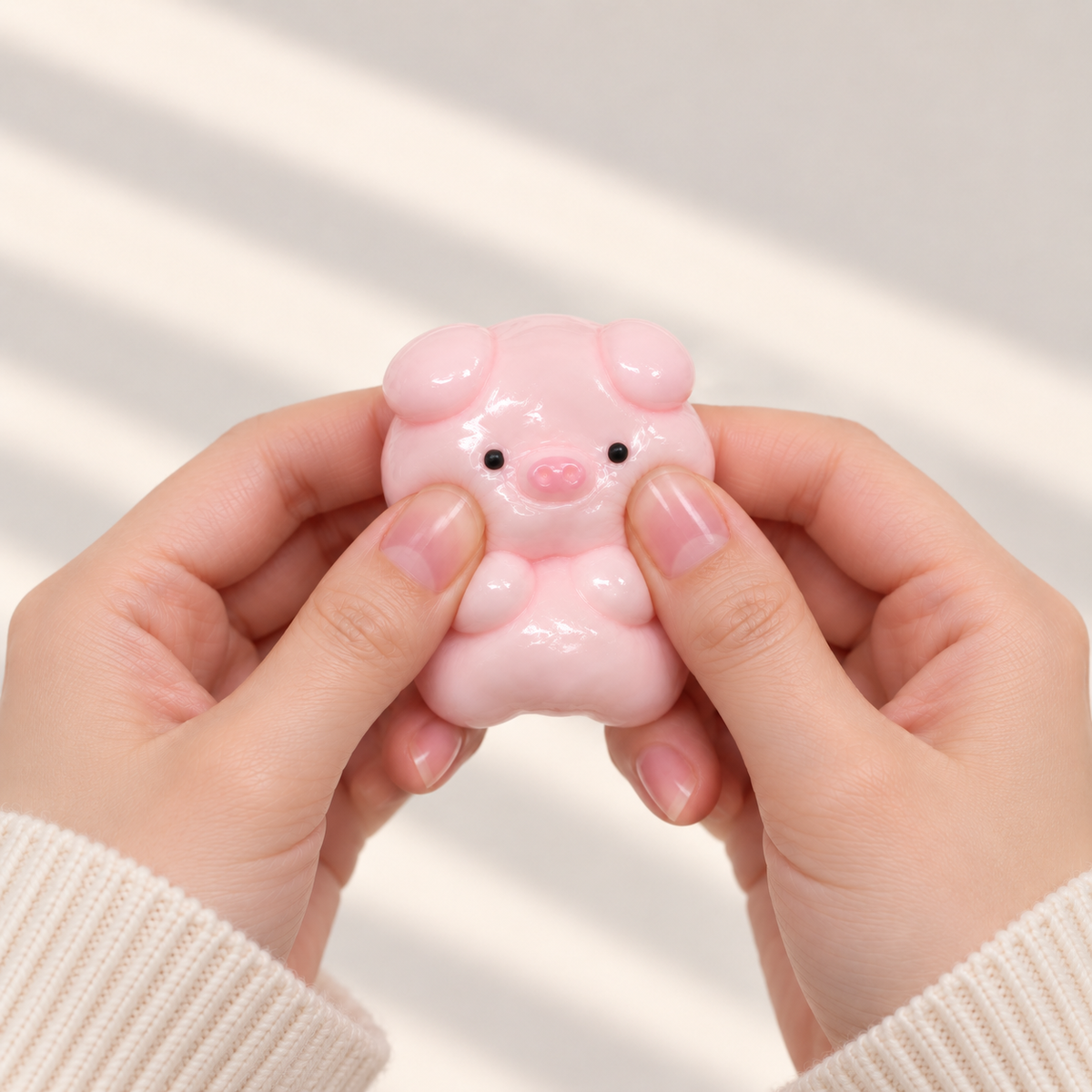 Kawaii Pink Pig Squishy – Cute Glossy Fidget Toy for Stress Relief, Soft Squeeze Sensory Desk Toy for Girls, Teens & Kids
