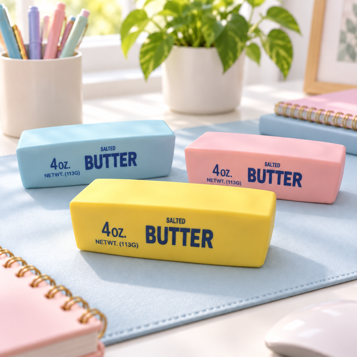 Butter Stick Squishy – Pastel Butter Block Fidget for Stress Relief, Soft Squeeze Toy for Adults & Kids, 3 Colors
