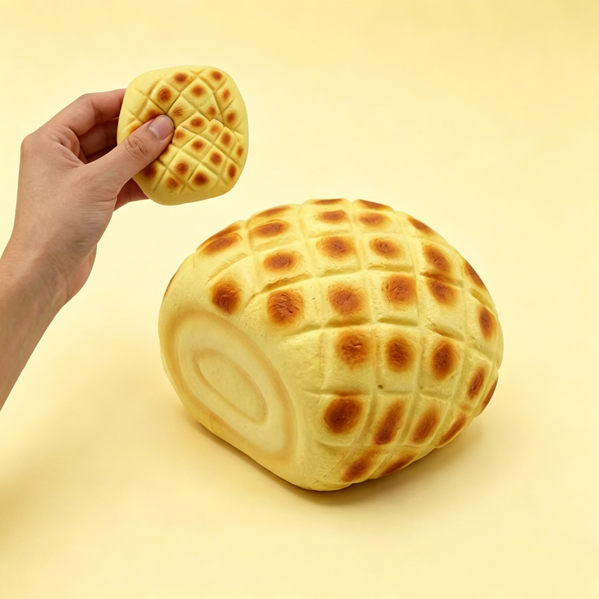 Melon Pan Squishy – Pineapple Bun Bread Fidget Toy for Stress Relief, Soft Slow-Rising Bakery Squeeze Toy for Adults & Kids