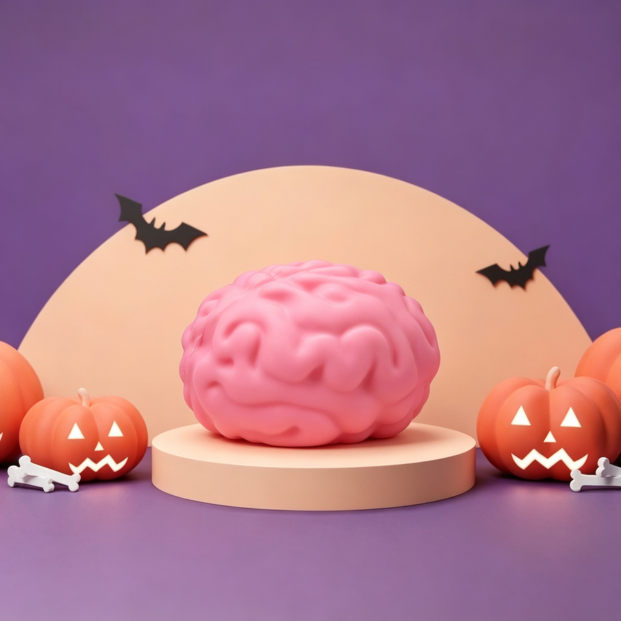 Brain Squishy Toy – Gross Zombie Brain Stress Ball for Halloween, Soft Squeeze Fidget for Adults & Kids, Funny Gag Gift
