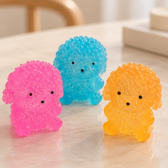 Poodle Puppy Squishy – Glossy Jelly Dog Fidget Toy for Stress Relief, Cute Sensory Squeeze Toy for Girls, Teens & Kids, 3 Colors