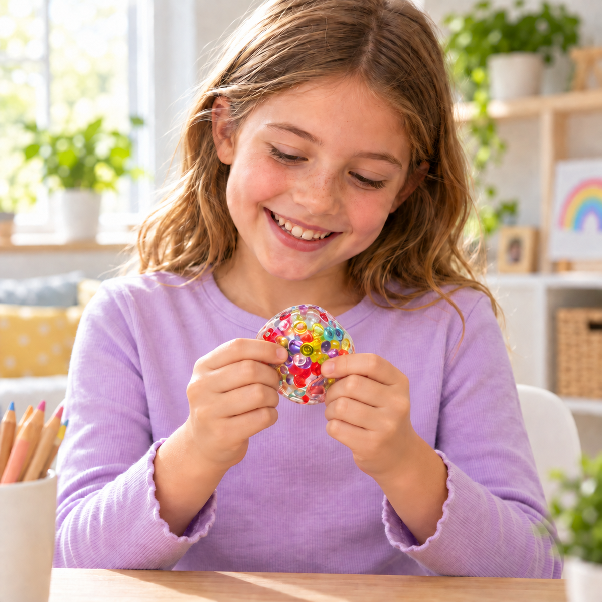 Squishy Stress Ball – Bead Filled Squeeze Ball for Stress Relief, Sensory Fidget Toy for Adults & Kids, 3 Styles