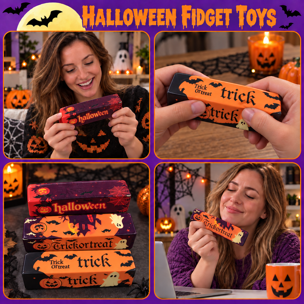 Halloween Squishy Bar – Slow Rising Pumpkin Fidget Toy for Stress Relief, Soft Squeeze Sensory Toy for Kids & Adults, Trick or Treat Gift