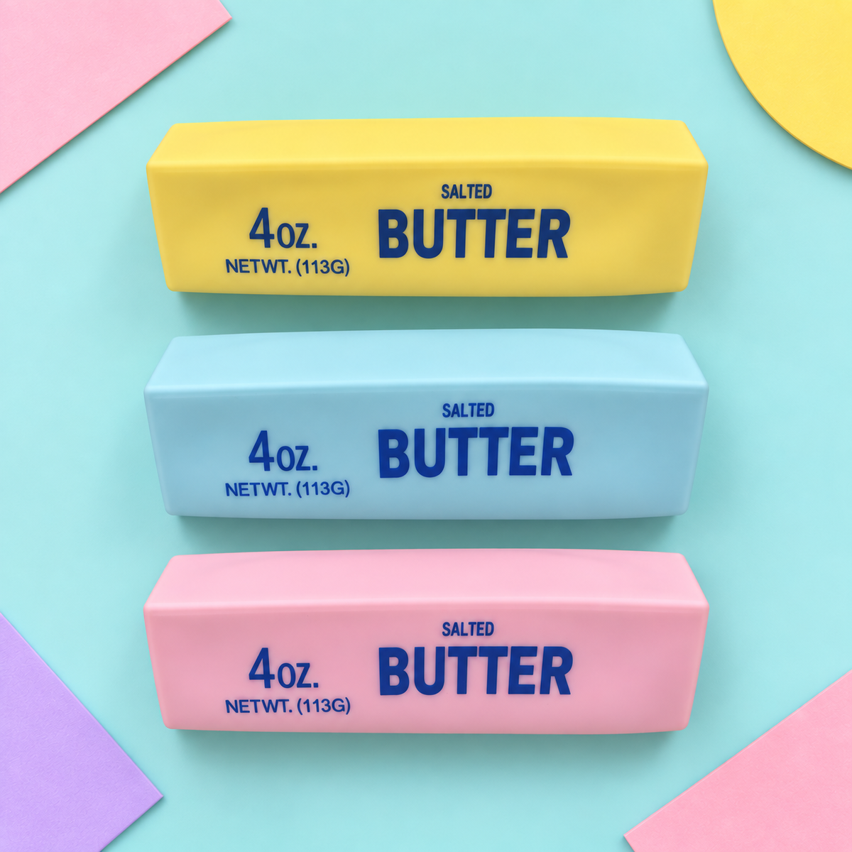 Butter Stick Squishy – Pastel Butter Block Fidget for Stress Relief, Soft Squeeze Toy for Adults & Kids, 3 Colors