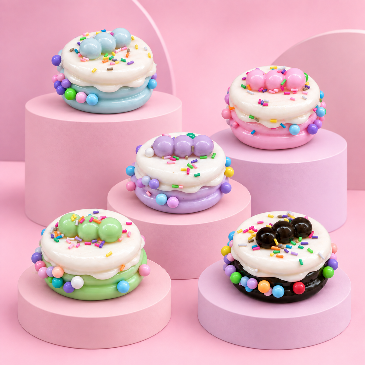 Mini Cake Squishy – Cream Dessert Fidget for Stress Relief, Soft Squeeze Food Toy for Adults & Kids, 5 Colors