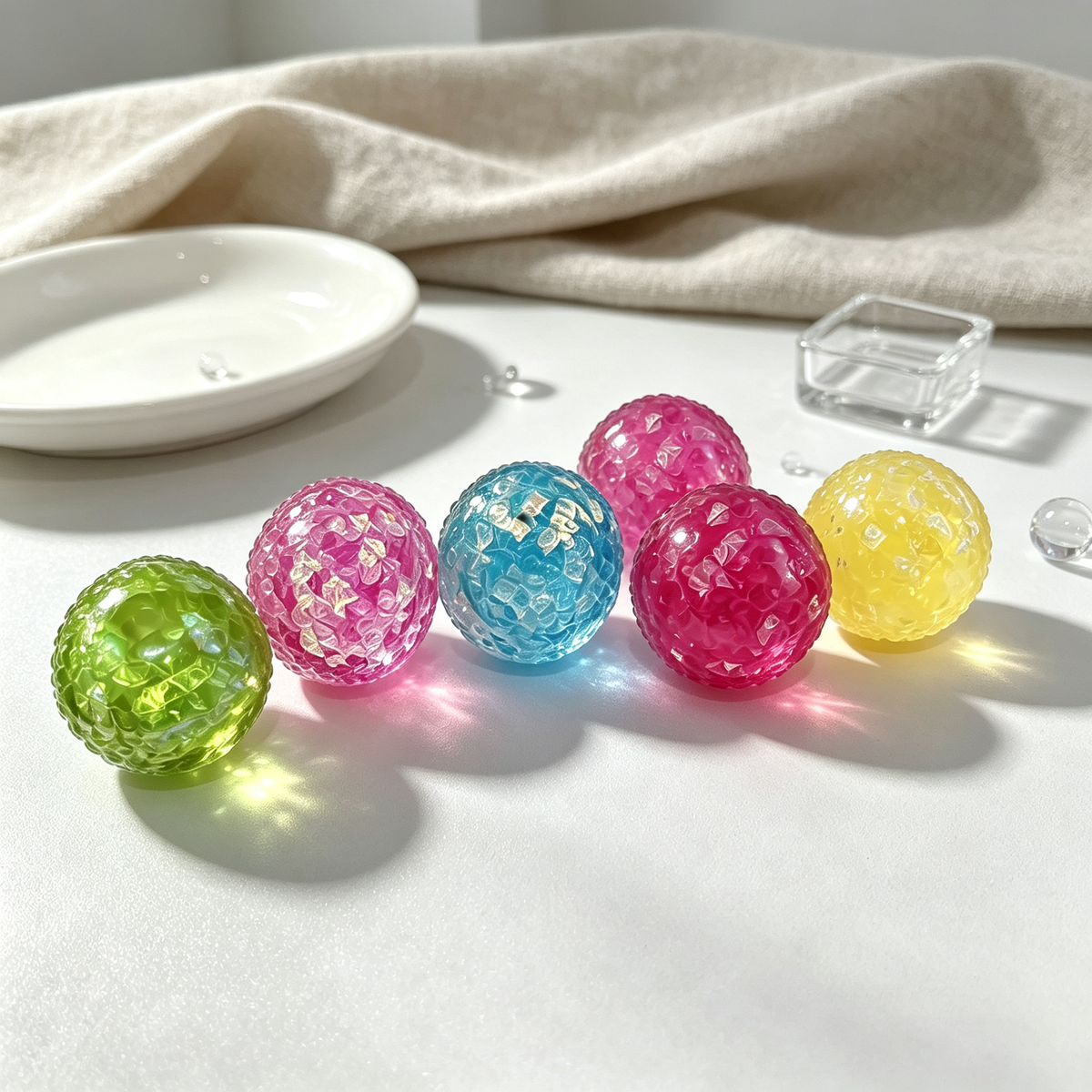 Crystal Ball Squishy – Faceted Gem Fidget for Stress Relief, Glitter Squeeze Sensory Toy for Adults & Kids