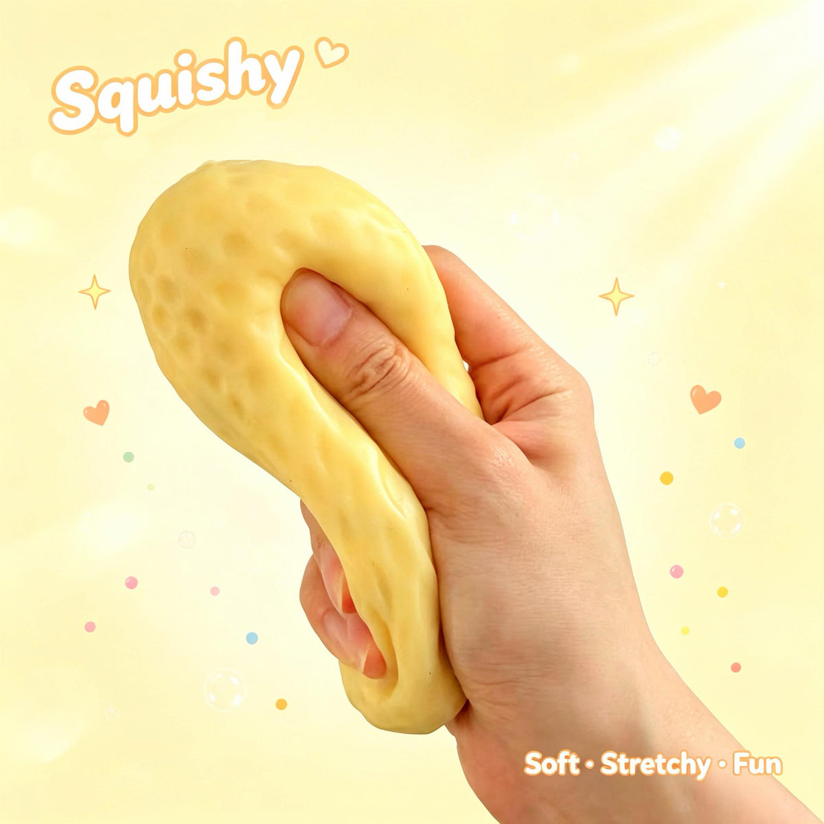 Peanut Squishy Toy – Realistic Nut Fidget for Stress Relief, Squeeze Sensory Toy for Adults & Kids
