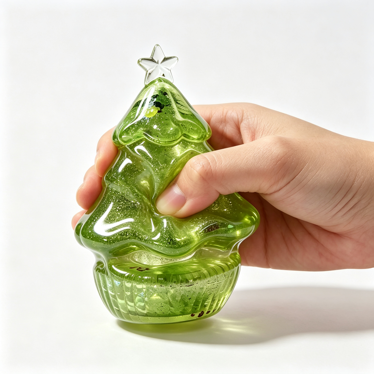 Christmas Tree Squishy – Glitter Xmas Fidget Toy for Stress Relief, Squeeze Sensory Toy for Adults & Kids, 4 Colors