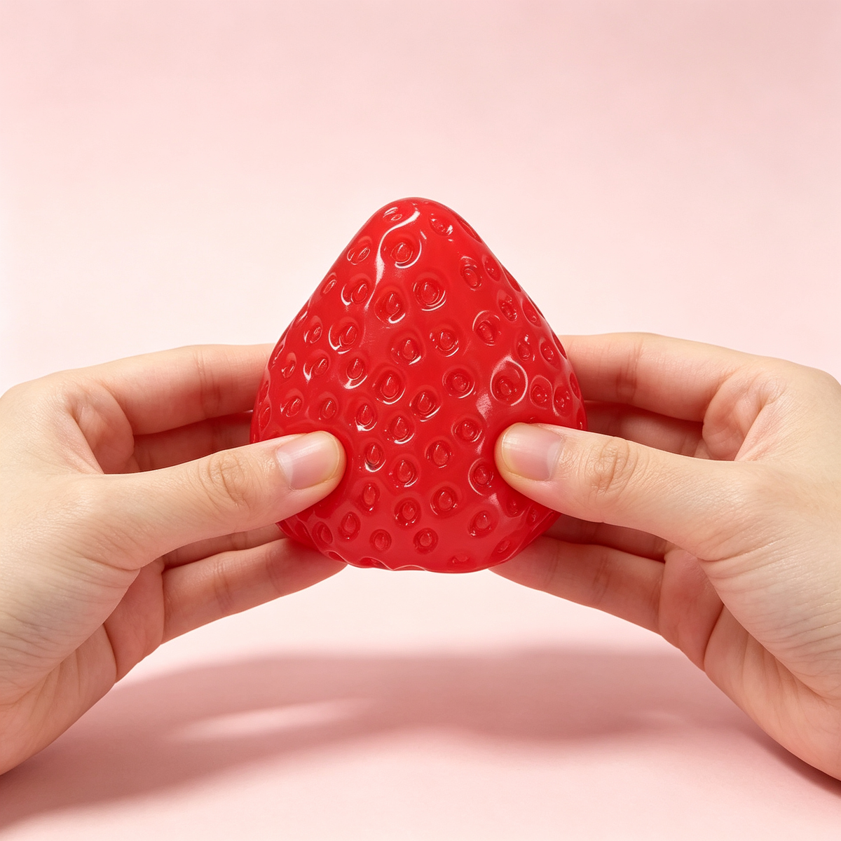 Strawberry Squishy Toy – Glossy Red Fruit Fidget for Stress Relief, Soft Squeeze Sensory Toy for Adults, Teens & Kids