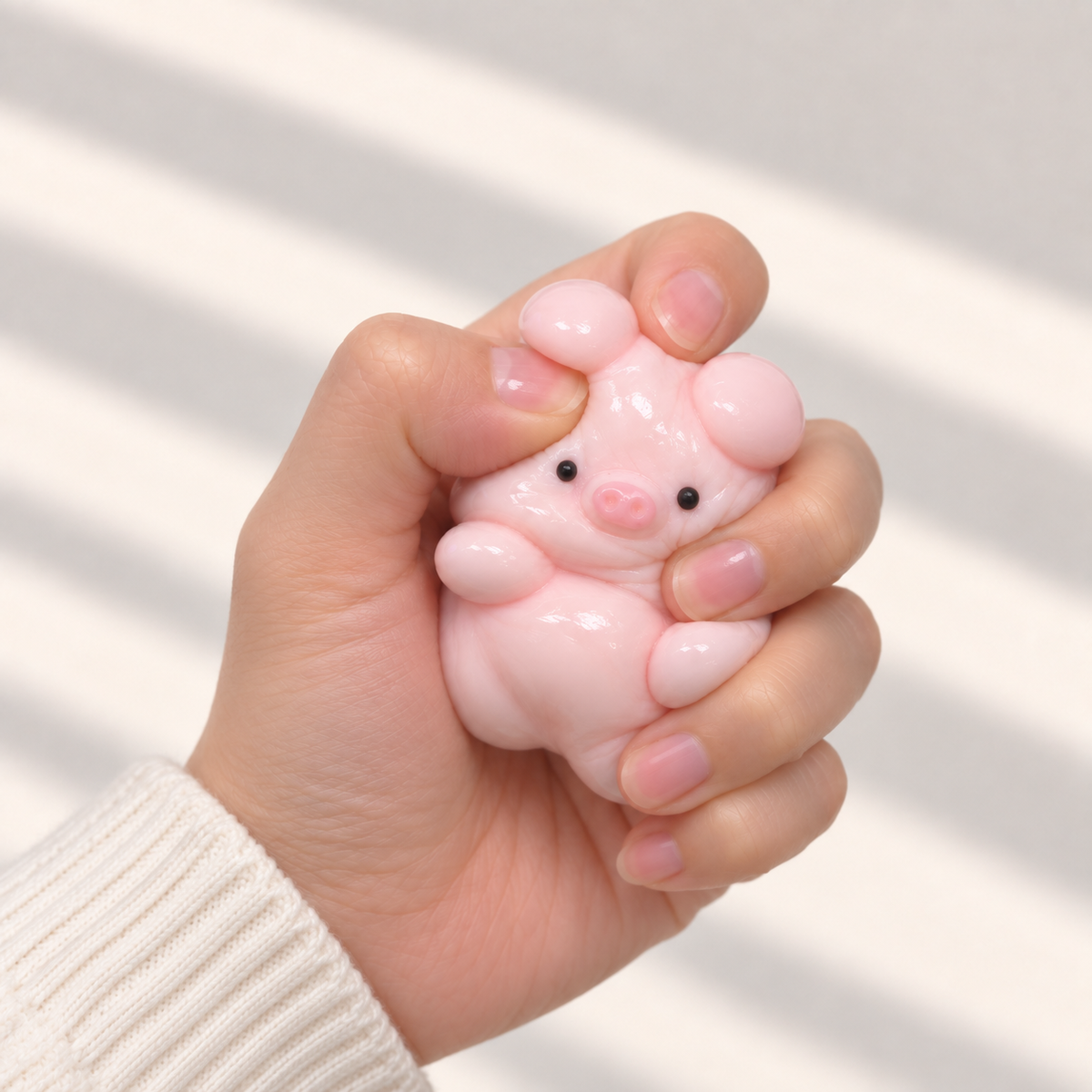 Kawaii Pink Pig Squishy – Cute Glossy Fidget Toy for Stress Relief, Soft Squeeze Sensory Desk Toy for Girls, Teens & Kids