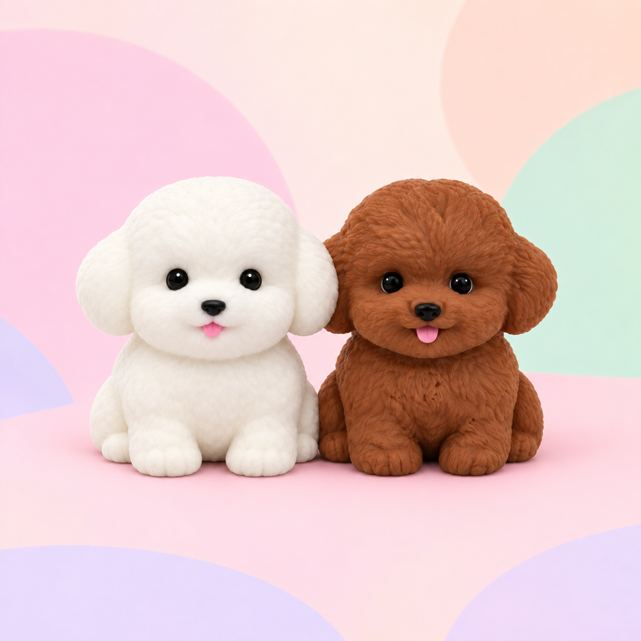 Puppy Dog Squishy – Cute Sitting Poodle Fidget for Stress Relief, Soft Squeeze Sensory Toy for Adults & Kids, 2 Colors