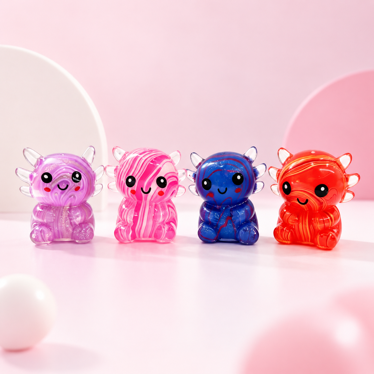 Axolotl Squishy Toy – Cute Marble Swirl Fidget for Stress Relief, Translucent Squeeze Sensory Toy , Teens & Kids, 4 Colors