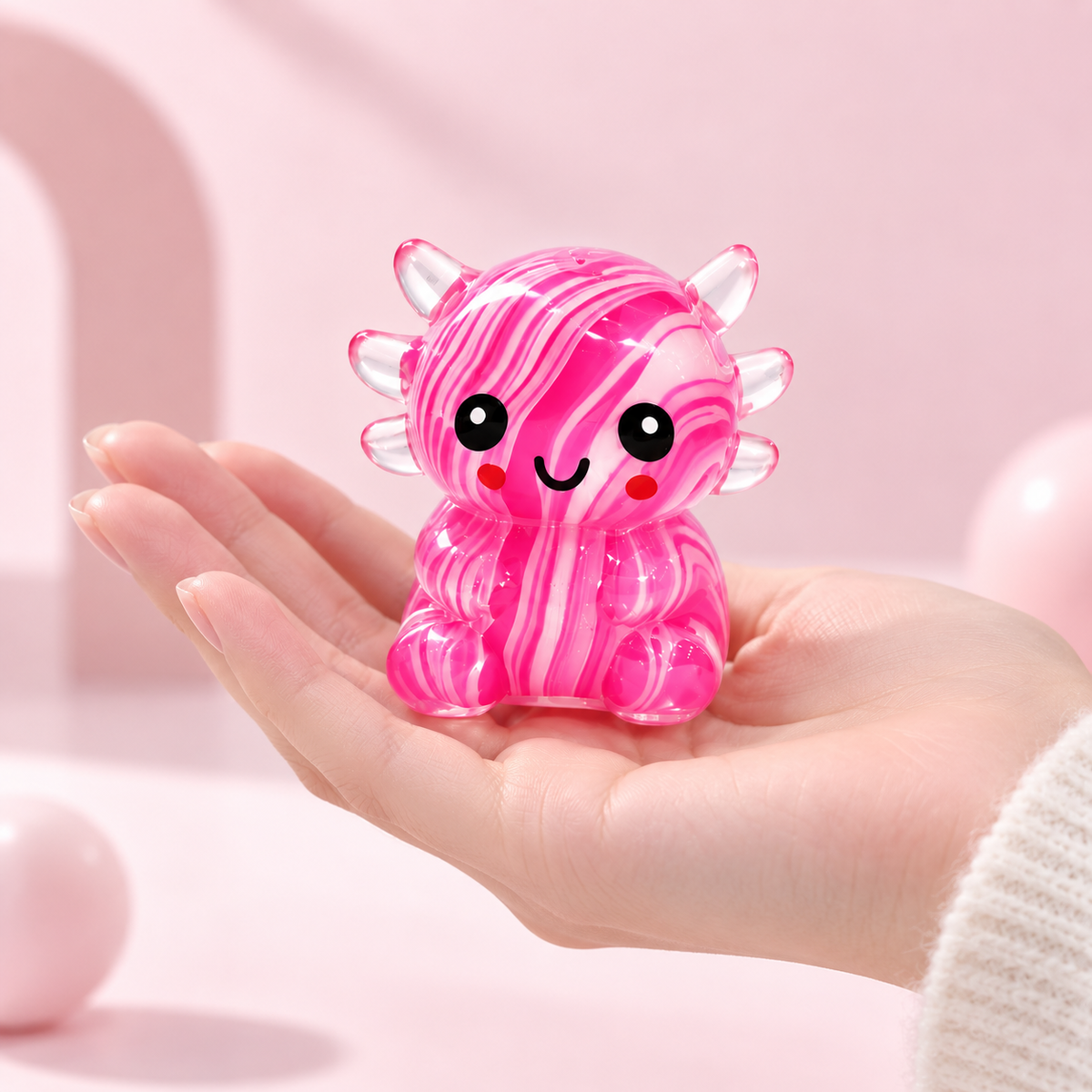 Axolotl Squishy Toy – Cute Marble Swirl Fidget for Stress Relief, Translucent Squeeze Sensory Toy , Teens & Kids, 4 Colors