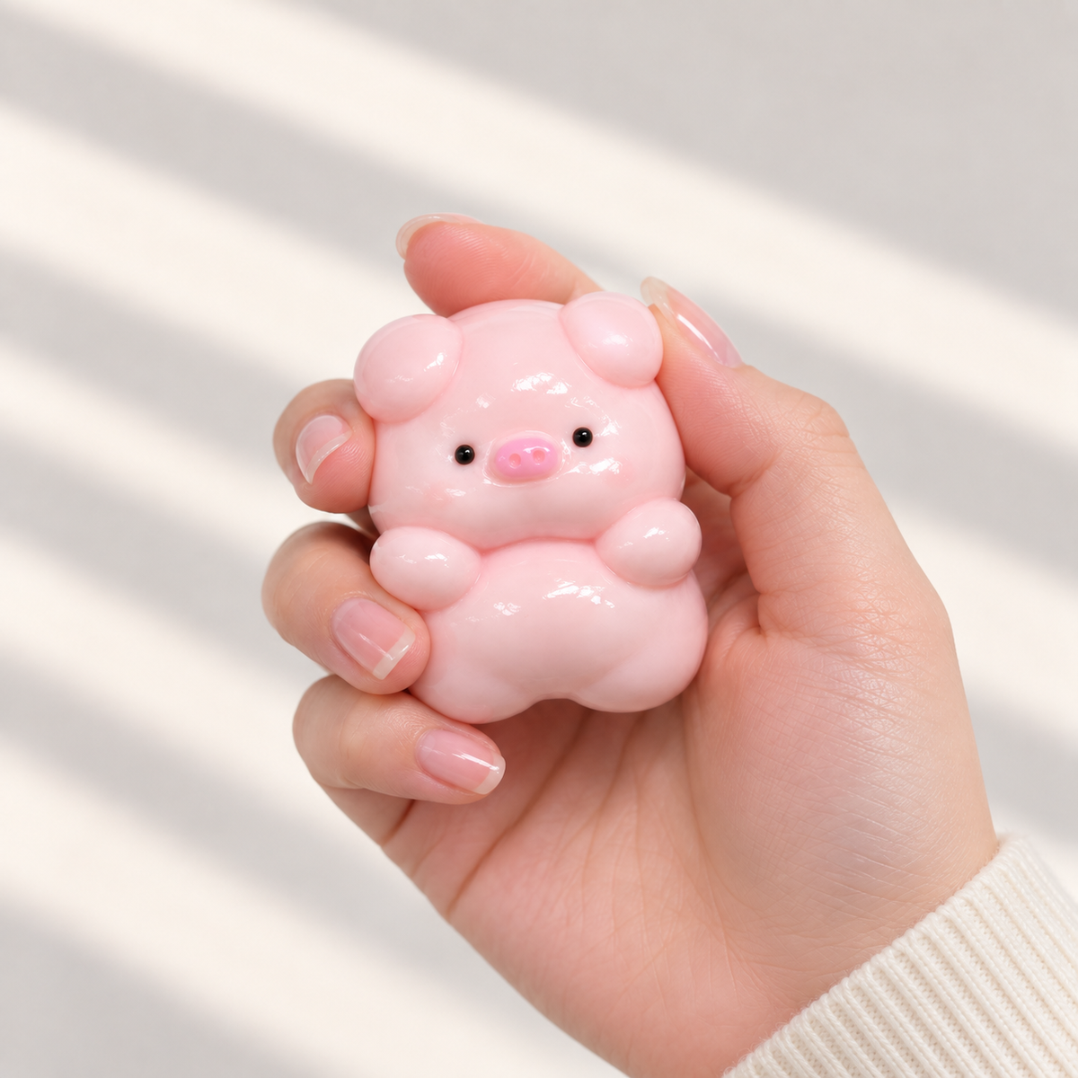 Kawaii Pink Pig Squishy – Cute Glossy Fidget Toy for Stress Relief, Soft Squeeze Sensory Desk Toy for Girls, Teens & Kids