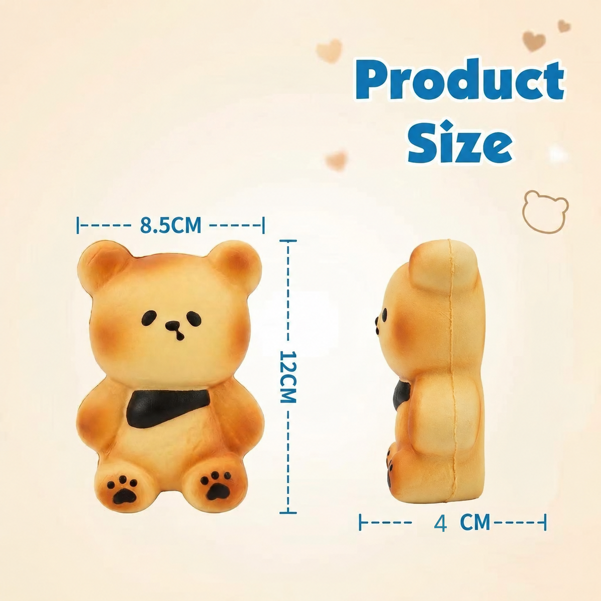 Bear Bread Squishy – Cute Bun Fidget Toy for Stress Relief, Soft Slow-Rising Squeeze Toy for Girls, Teens & Kids