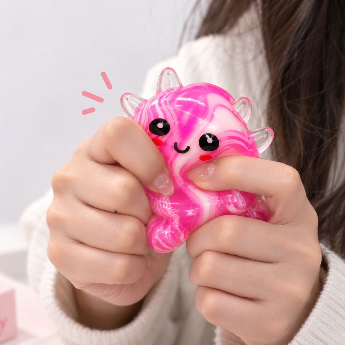 Axolotl Squishy Toy – Cute Marble Swirl Fidget for Stress Relief, Translucent Squeeze Sensory Toy , Teens & Kids, 4 Colors