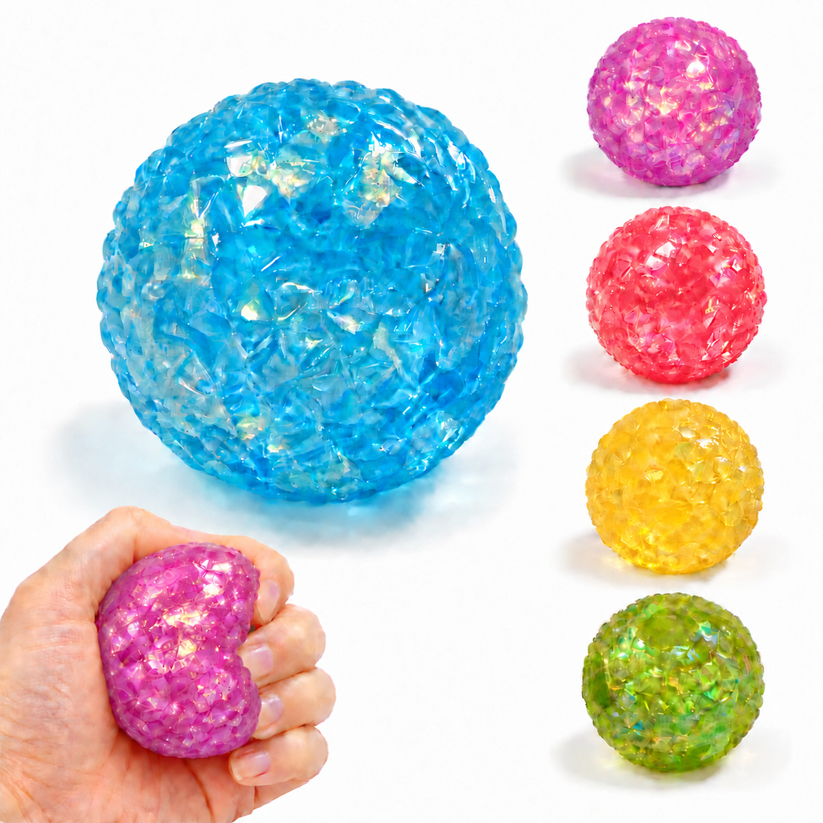 Crystal Ball Squishy – Faceted Gem Fidget for Stress Relief, Glitter Squeeze Sensory Toy for Adults & Kids