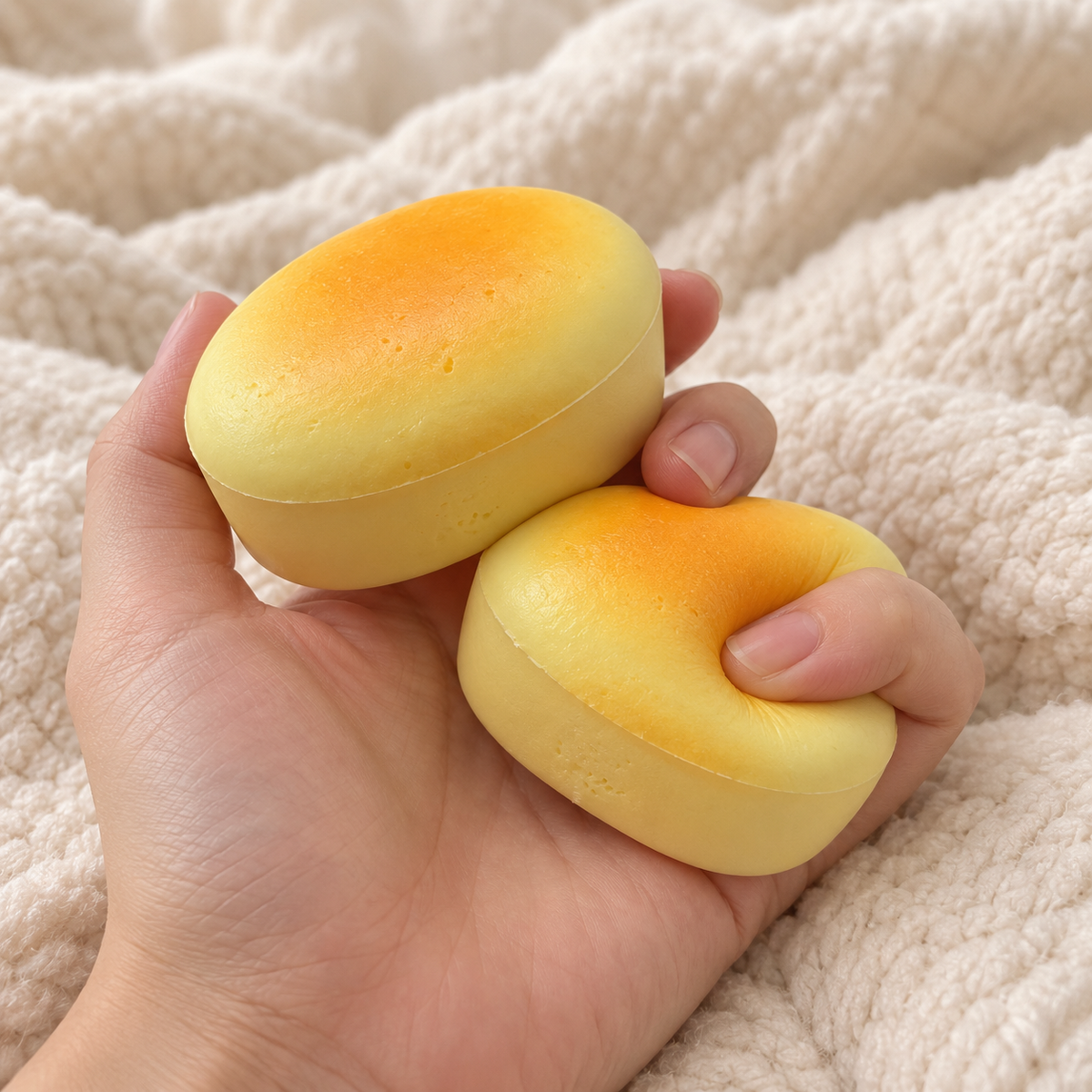 Half-Baked Cheesecake Squishy – Cheese Bread Fidget Toy for Stress Relief, Soft Slow-Rising Dessert Squeeze Toy for Adults & Kids