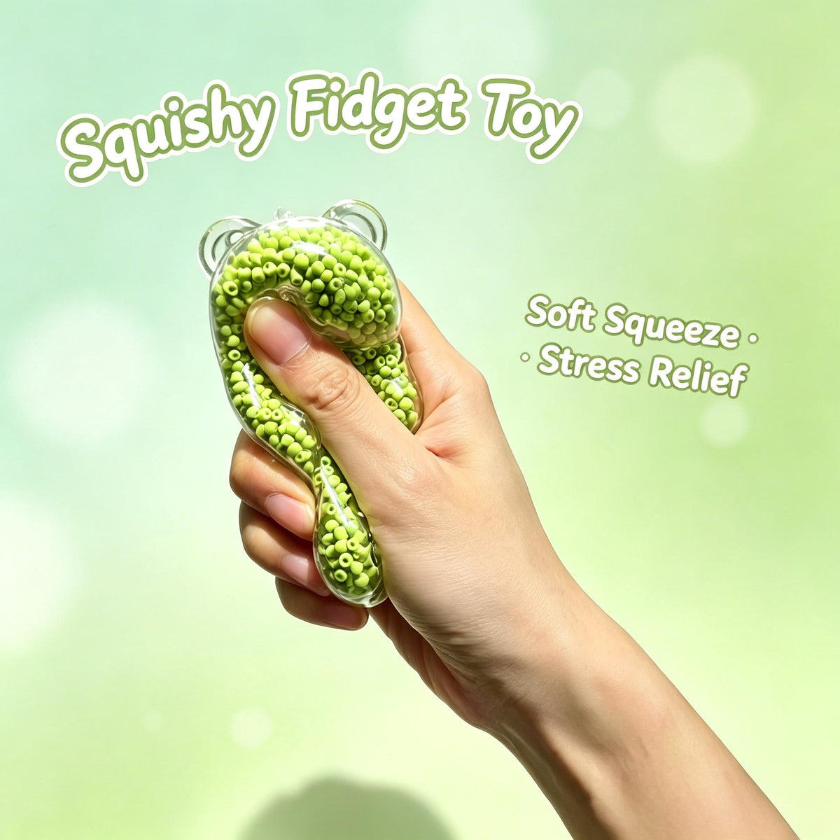 Gummy Bear Squishy – Bead Filled Teddy Bear Fidget for Stress Relief, Sensory Squeeze Toy for Adults & Kids, 5 Colors