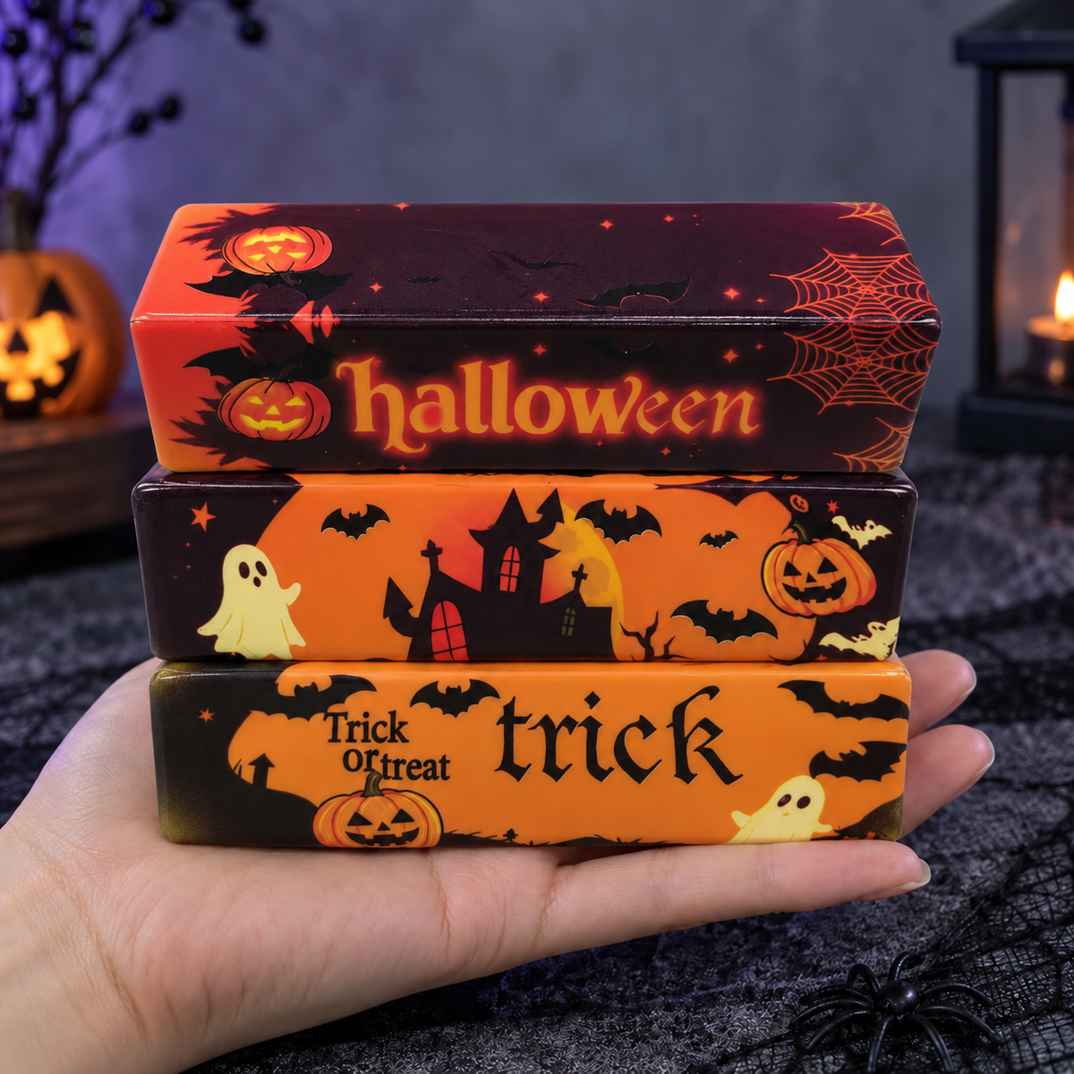 Halloween Squishy Bar – Slow Rising Pumpkin Fidget Toy for Stress Relief, Soft Squeeze Sensory Toy for Kids & Adults, Trick or Treat Gift