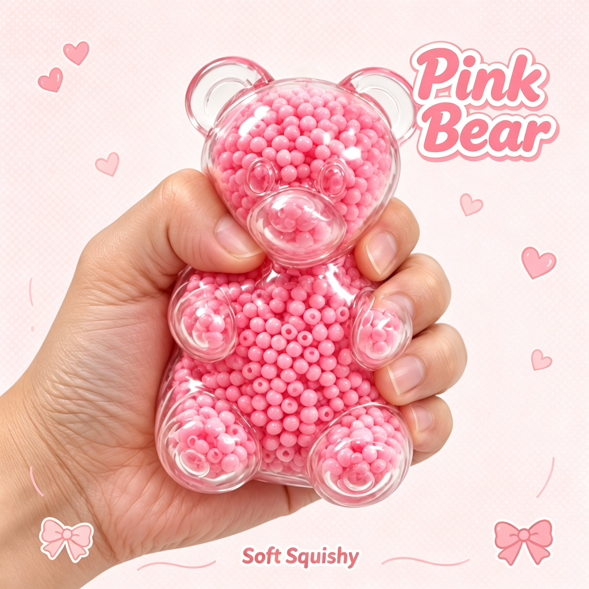 Gummy Bear Squishy – Bead Filled Teddy Bear Fidget for Stress Relief, Sensory Squeeze Toy for Adults & Kids, 5 Colors