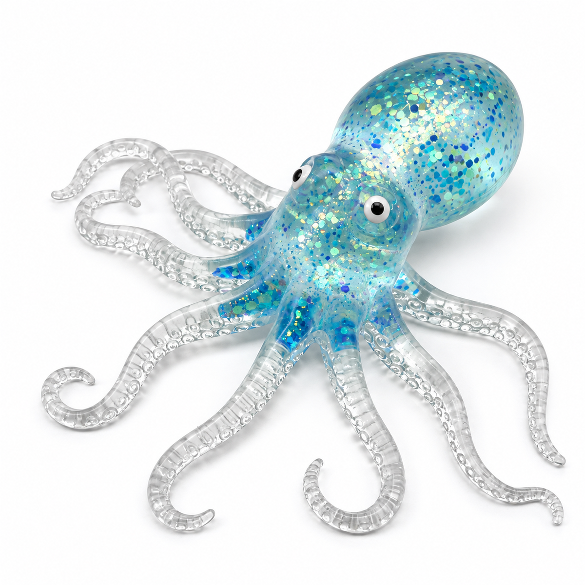 Octopus Squishy Toy – Glitter Sea Creature Fidget for Stress Relief, Holographic Squeeze Sensory Toy for Adults & Kids, 4 Colors