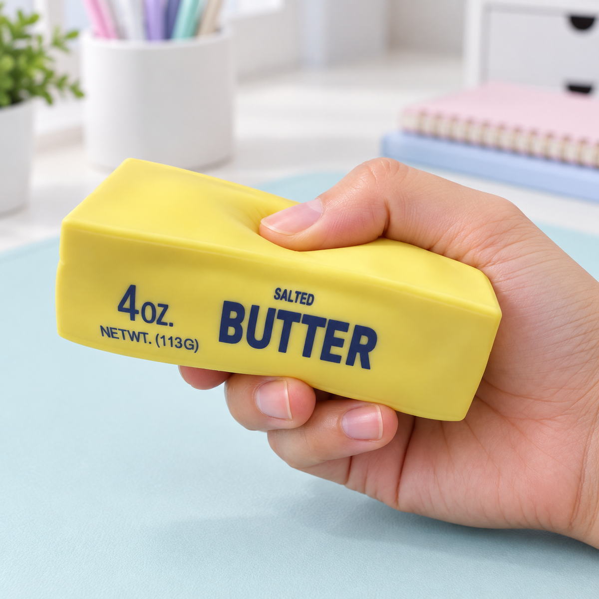 Butter Stick Squishy – Pastel Butter Block Fidget for Stress Relief, Soft Squeeze Toy for Adults & Kids, 3 Colors