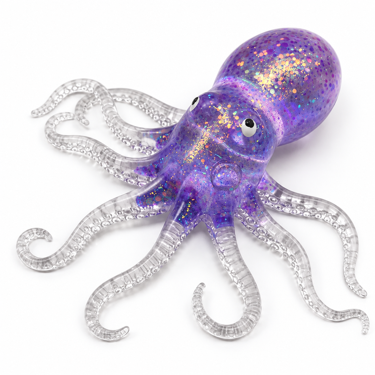 Octopus Squishy Toy – Glitter Sea Creature Fidget for Stress Relief, Holographic Squeeze Sensory Toy for Adults & Kids, 4 Colors