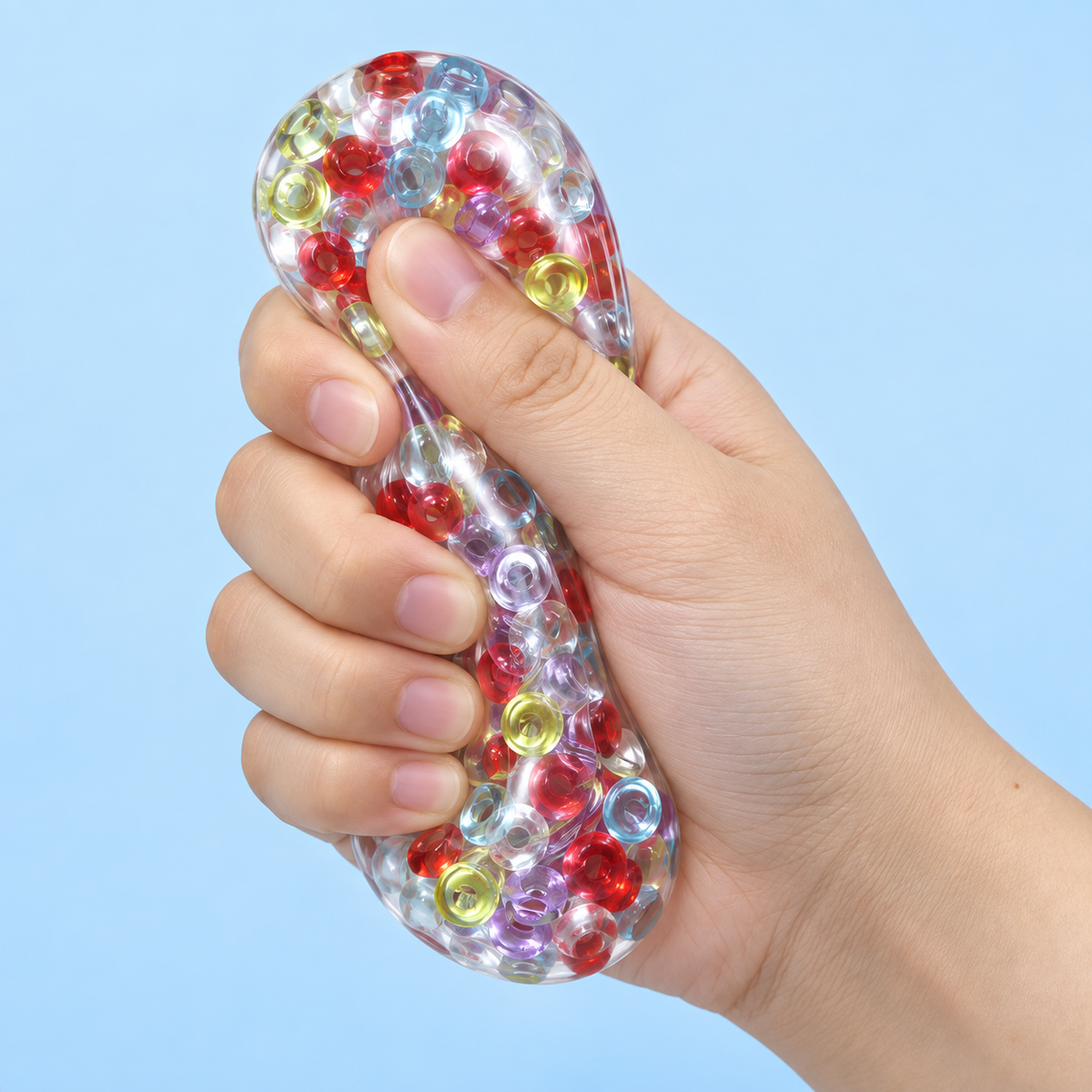 Squishy Stress Ball – Bead Filled Squeeze Ball for Stress Relief, Sensory Fidget Toy for Adults & Kids, 3 Styles