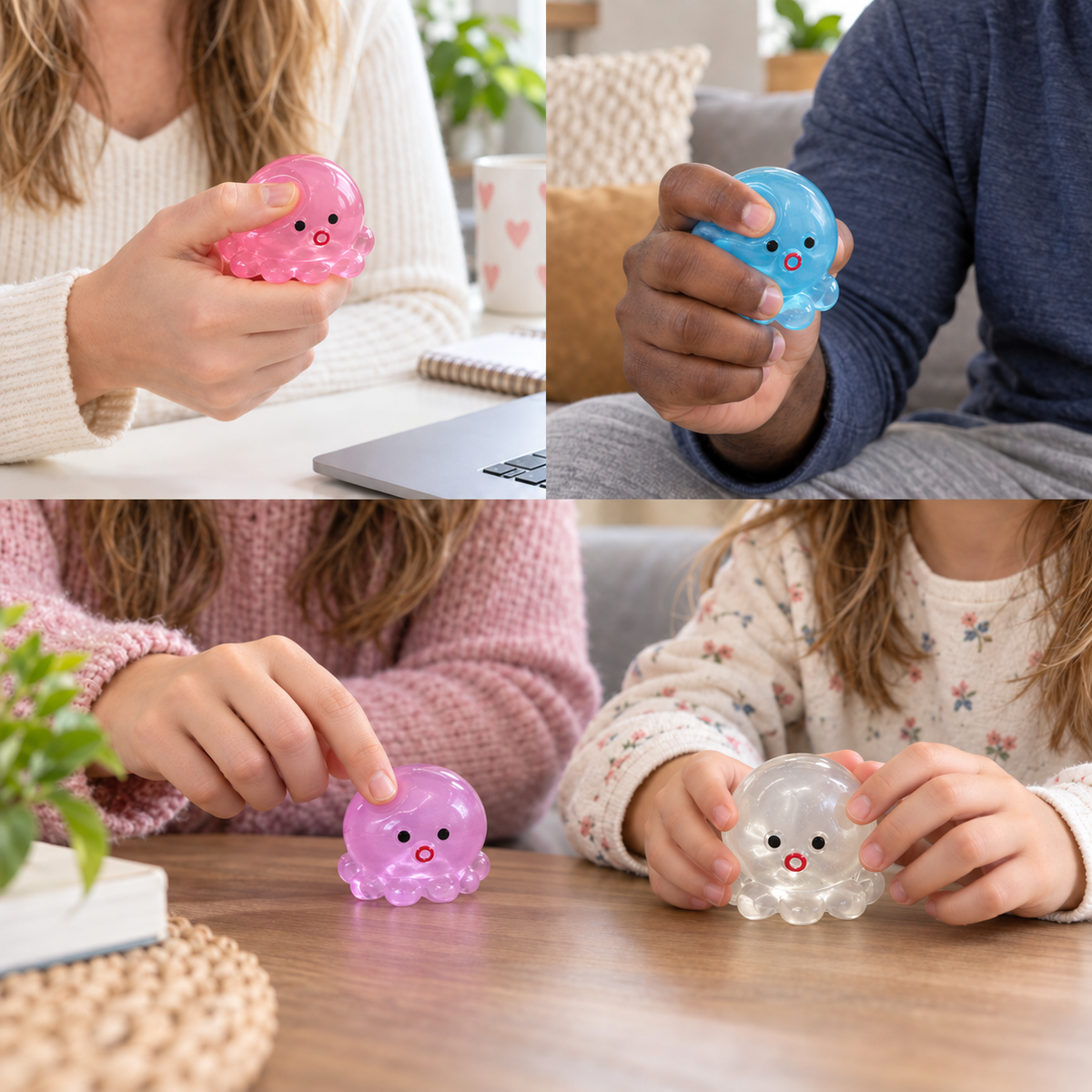Octopus Squishy Toy – Clear Fidget Stress Ball for Kids & Adults