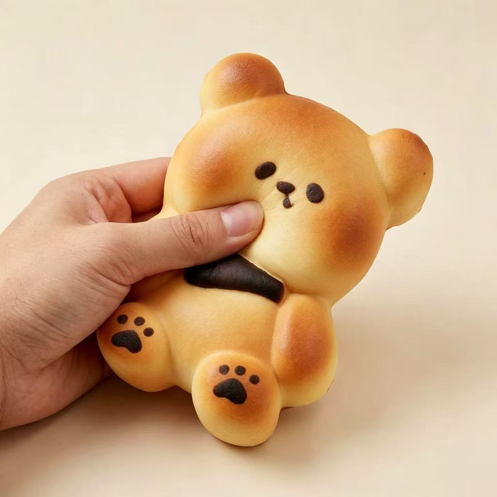 Bear Bread Squishy – Cute Bun Fidget Toy for Stress Relief, Soft Slow-Rising Squeeze Toy for Girls, Teens & Kids