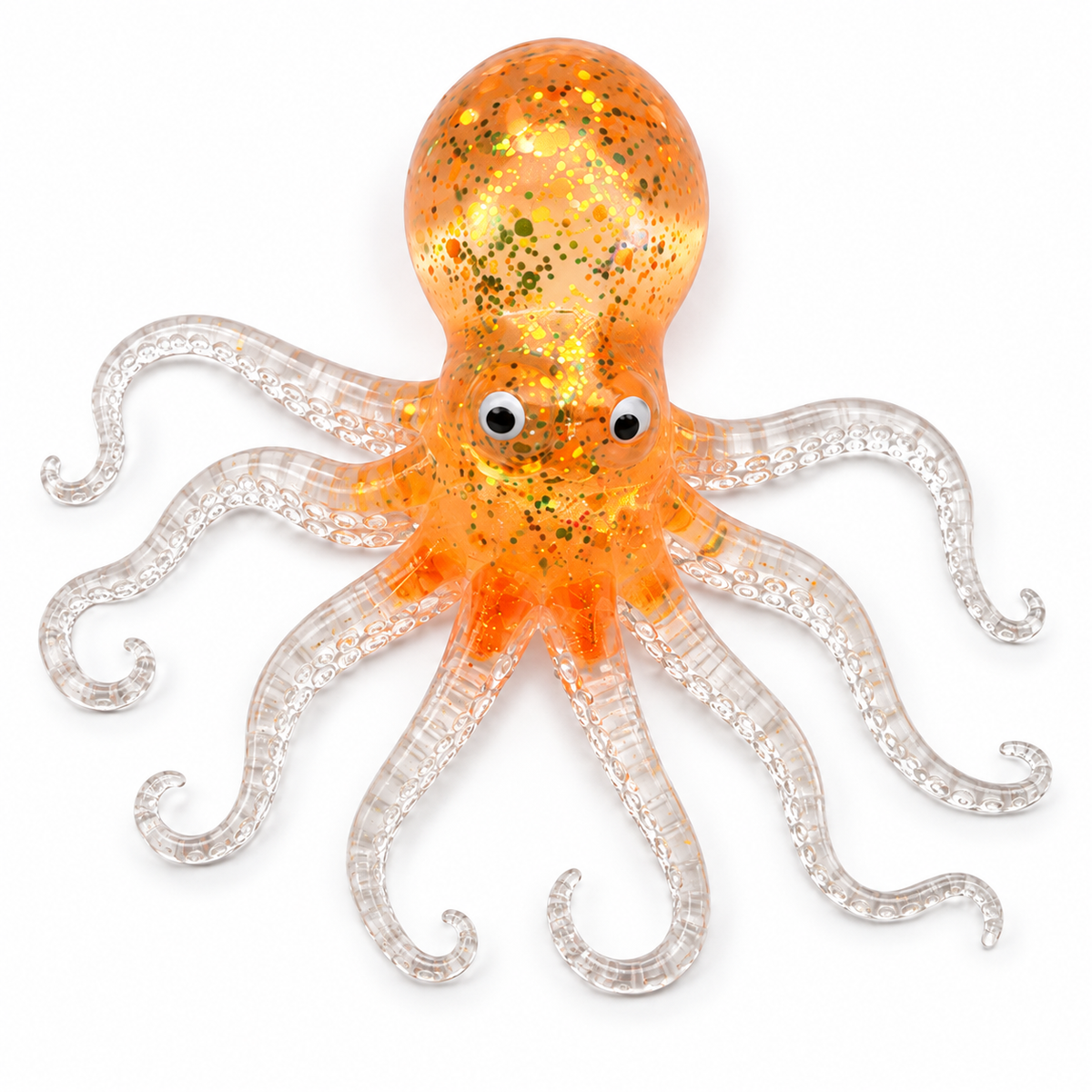 Octopus Squishy Toy – Glitter Sea Creature Fidget for Stress Relief, Holographic Squeeze Sensory Toy for Adults & Kids, 4 Colors