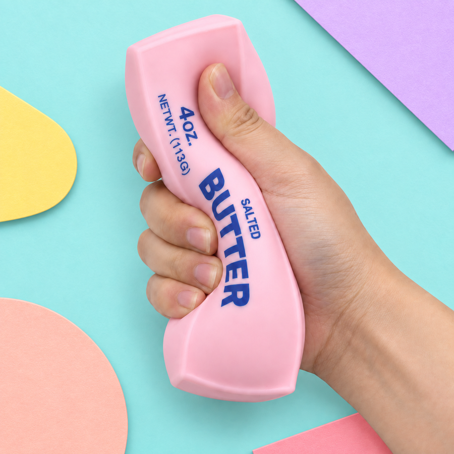 Butter Stick Squishy – Pastel Butter Block Fidget for Stress Relief, Soft Squeeze Toy for Adults & Kids, 3 Colors