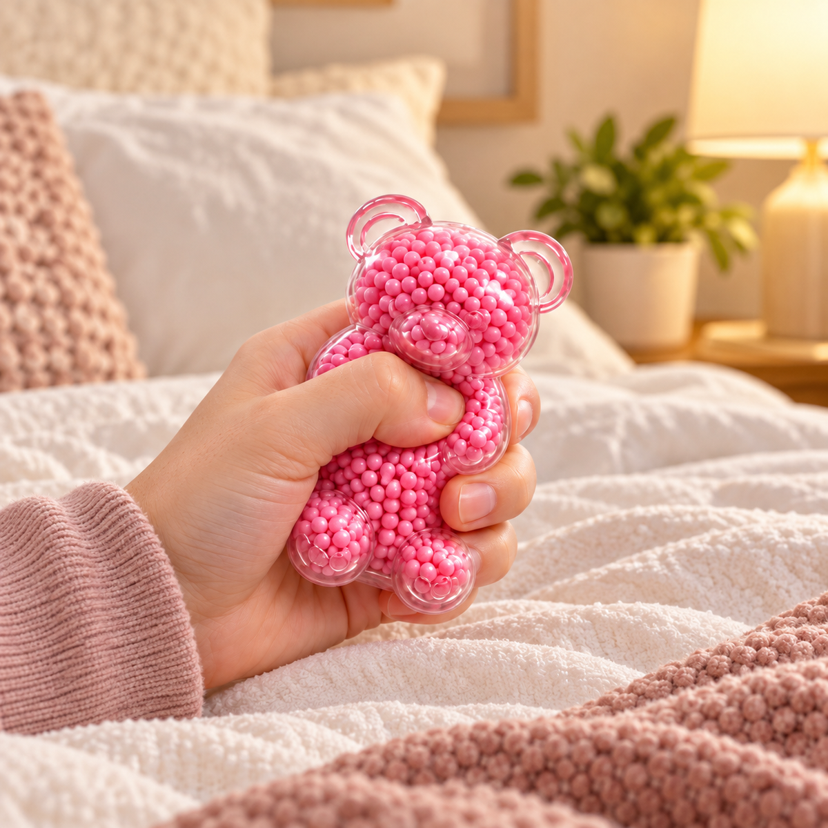Gummy Bear Squishy – Bead Filled Teddy Bear Fidget for Stress Relief, Sensory Squeeze Toy for Adults & Kids, 5 Colors
