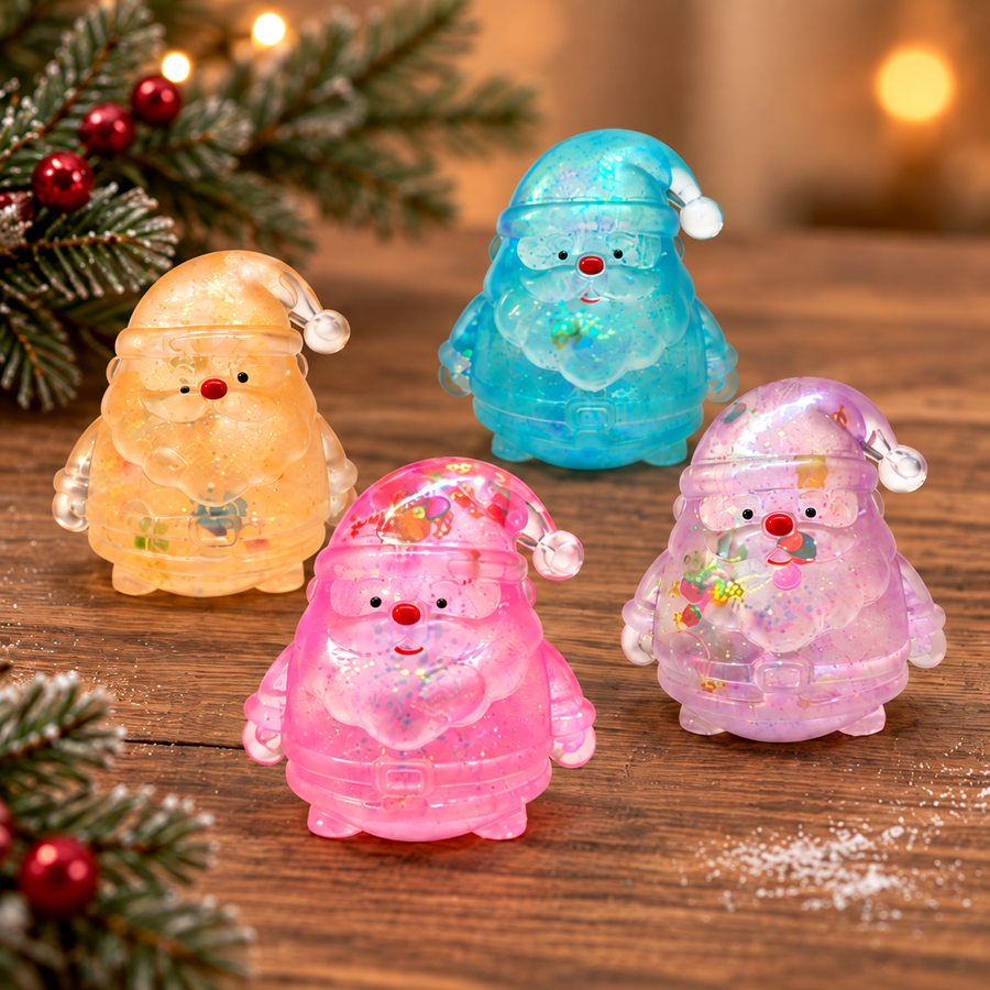 Santa Claus Squishy – Glitter Christmas Fidget Toy for Stress Relief, Squeeze Sensory Toy for Adults & Kids, 4 Colors