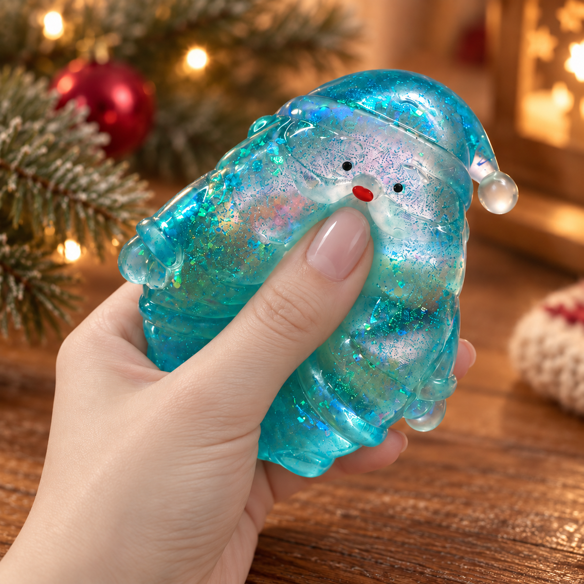 Santa Claus Squishy – Glitter Christmas Fidget Toy for Stress Relief, Squeeze Sensory Toy for Adults & Kids, 4 Colors