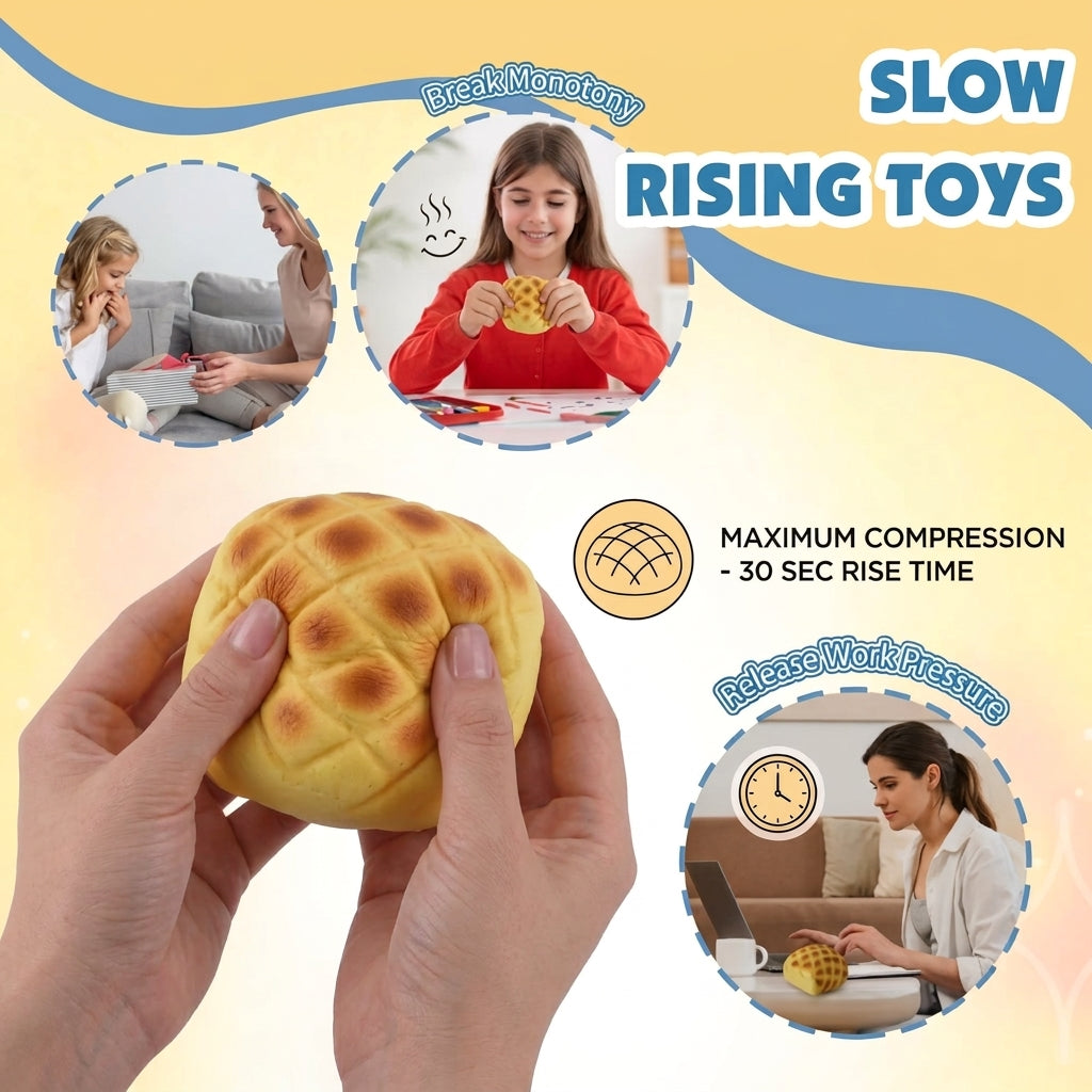 Melon Pan Squishy – Pineapple Bun Bread Fidget Toy for Stress Relief, Soft Slow-Rising Bakery Squeeze Toy for Adults & Kids