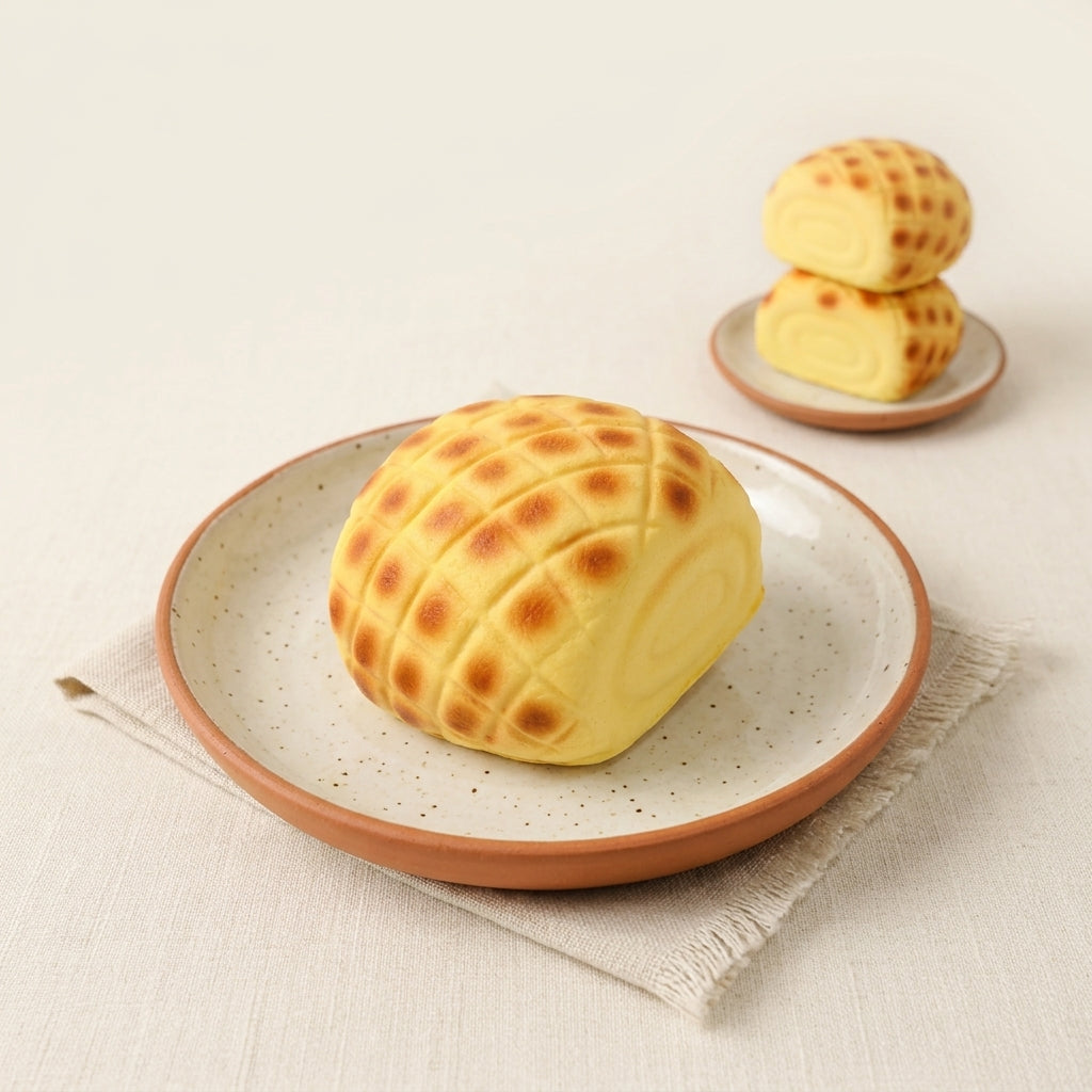 Melon Pan Squishy – Pineapple Bun Bread Fidget Toy for Stress Relief, Soft Slow-Rising Bakery Squeeze Toy for Adults & Kids