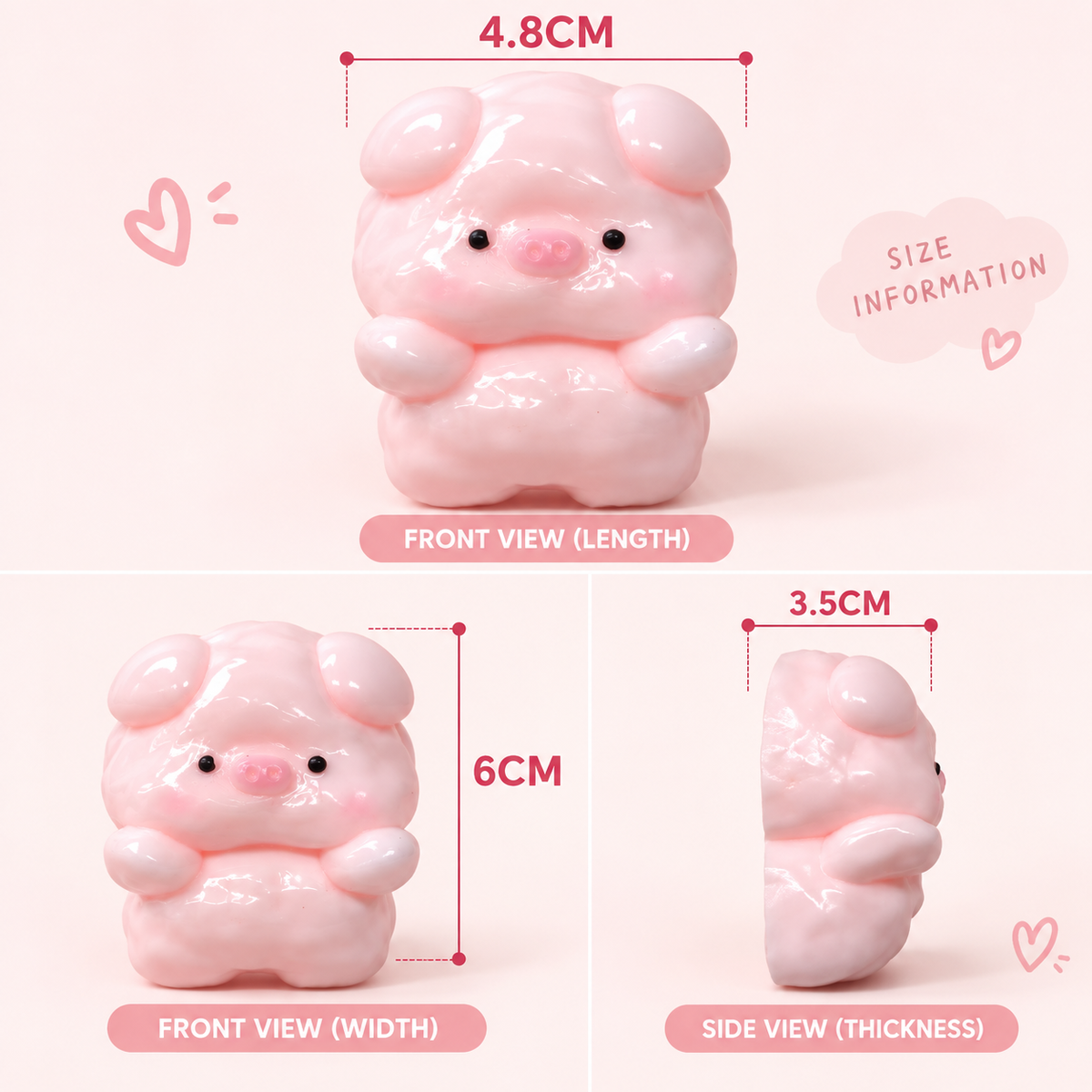 Kawaii Pink Pig Squishy – Cute Glossy Fidget Toy for Stress Relief, Soft Squeeze Sensory Desk Toy for Girls, Teens & Kids