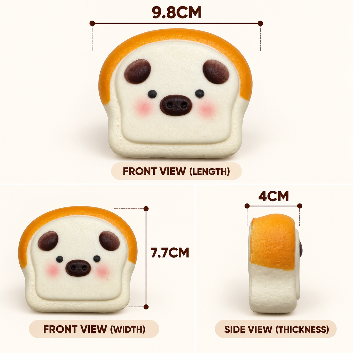 Pig Toast Squishy – Cute Bread Slice Fidget Toy for Stress Relief, Soft Slow-Rising Squeeze Toy for Adults & Kids